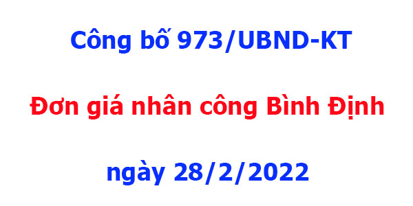 Công bố 973/UBND-KT Đơn giá nhân công Bình Định