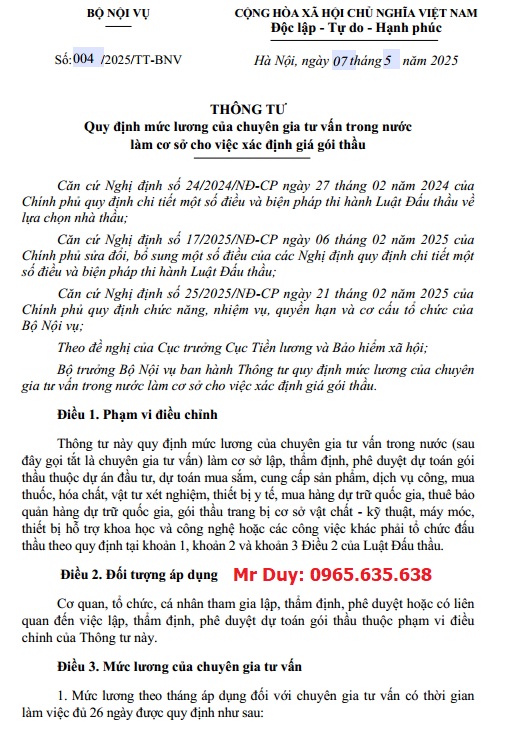 Thông tư 04/2025/TT-BNV